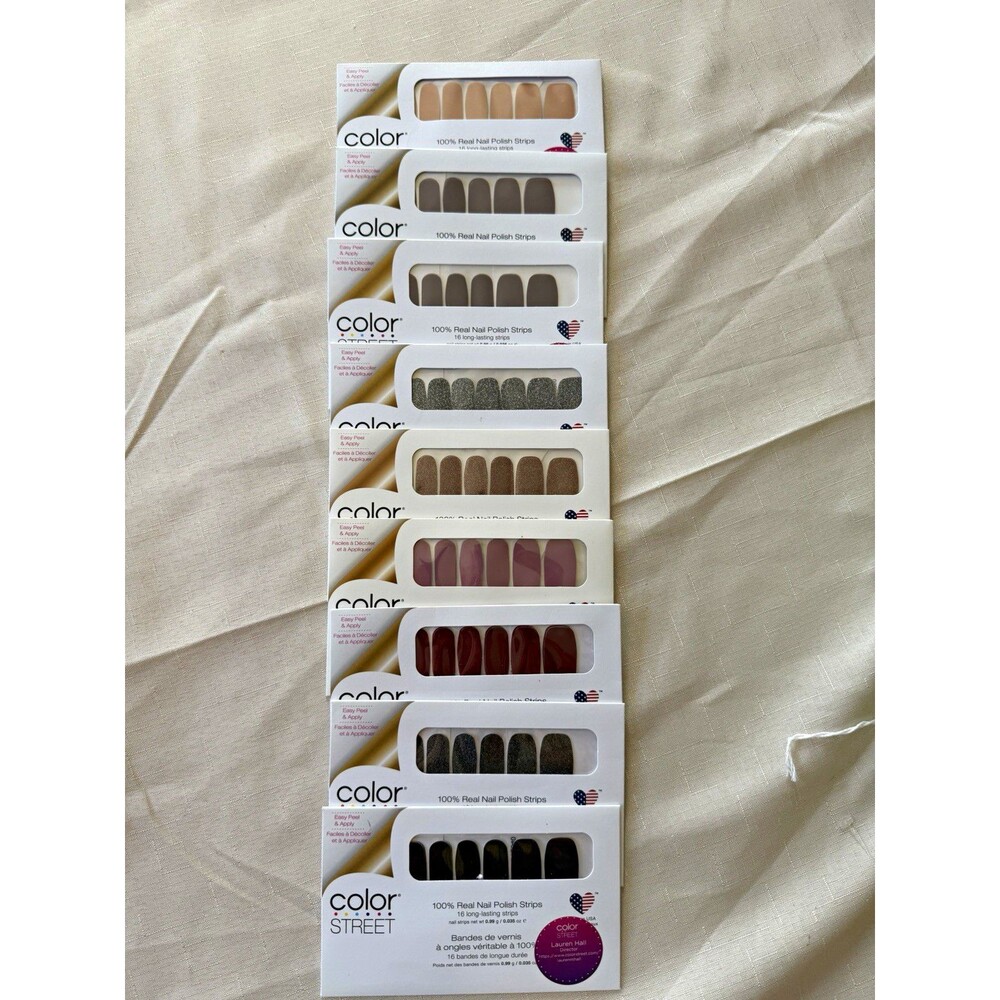 Color Street Nail Polish Strips Multicolor Glitter Easy Peel set with 9